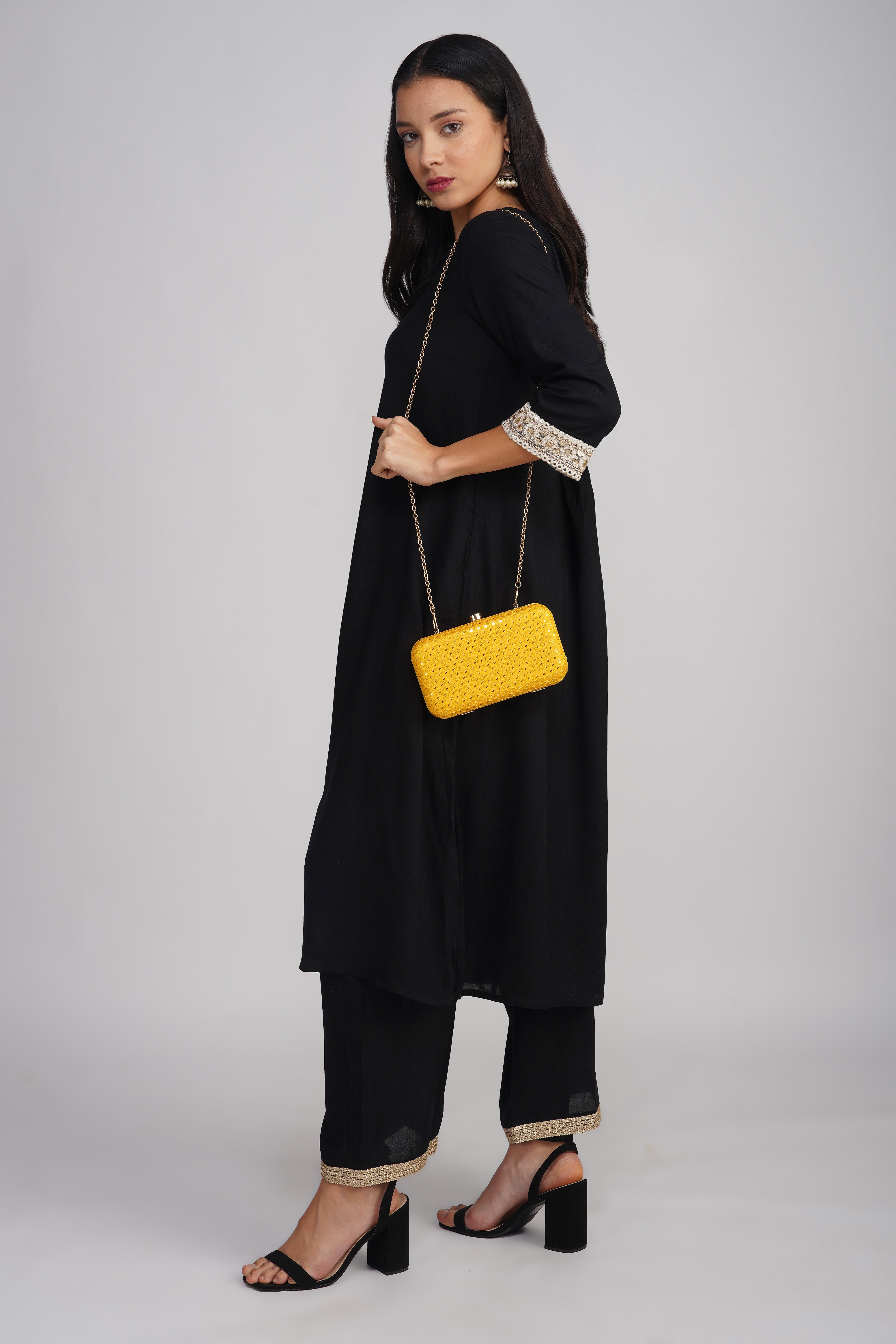 Nice-G Yellow Charm Clutch: Your Stylish Statement Piece