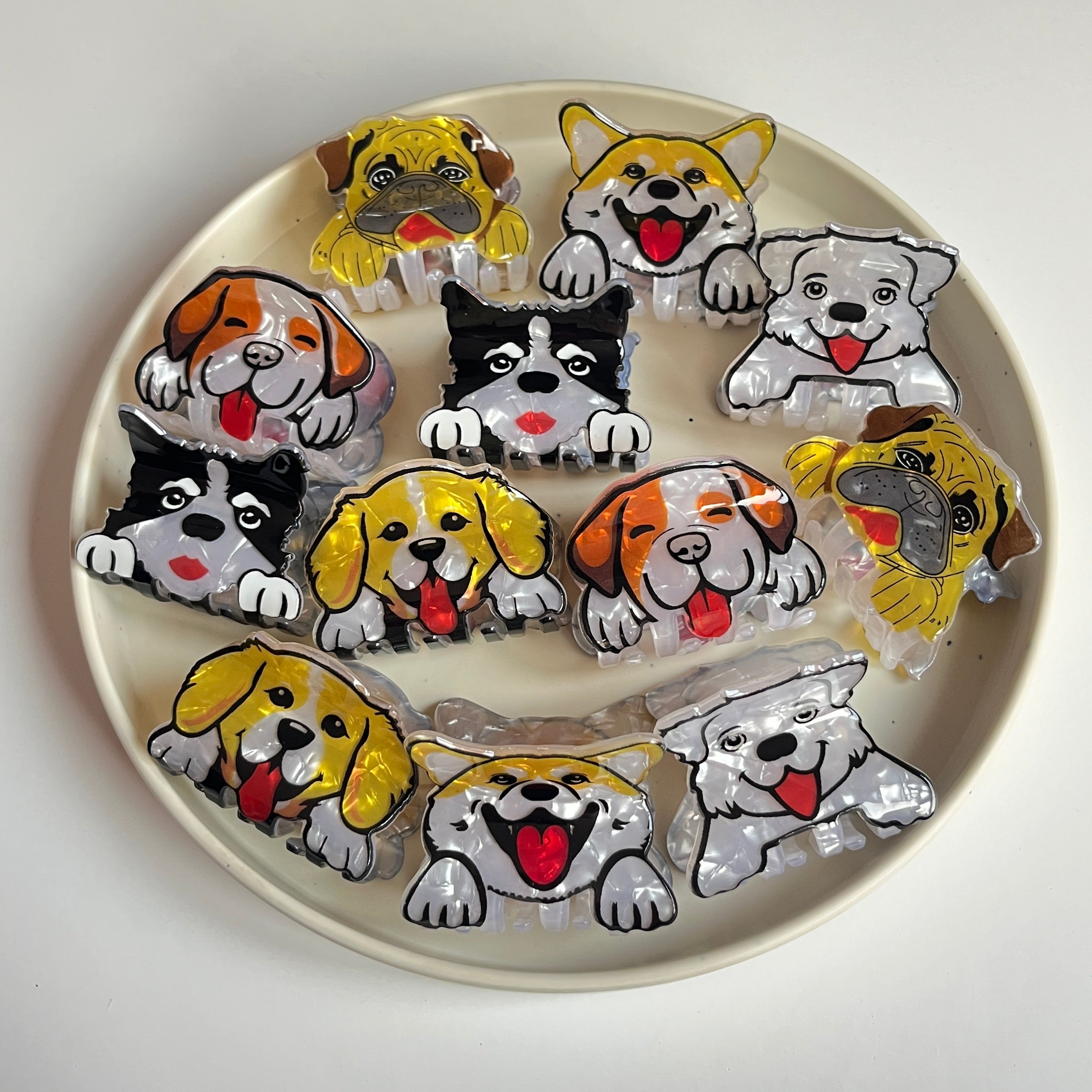 Dog Face Hair Claw – Set of 12