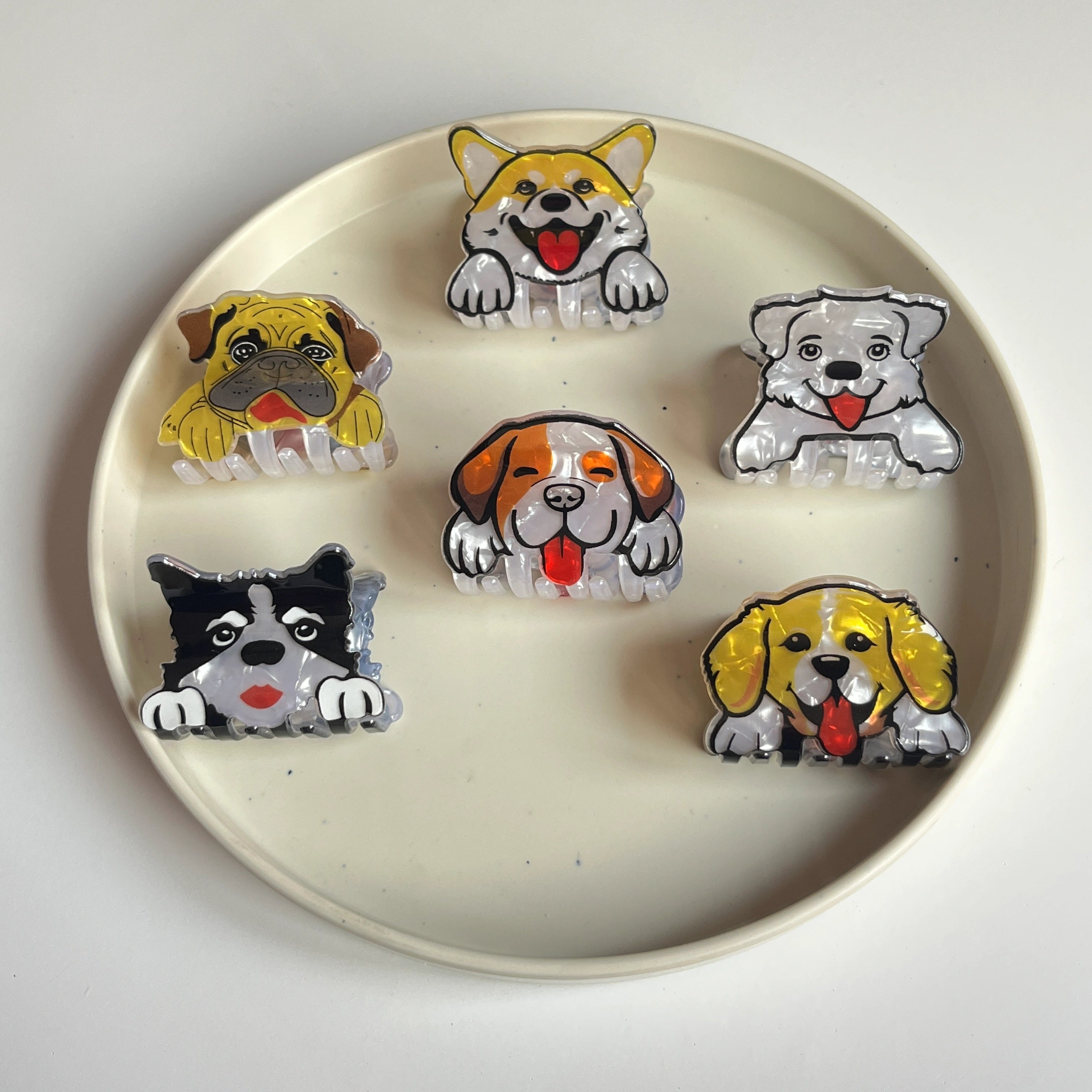 Dog Face Hair Claw – Set of 6