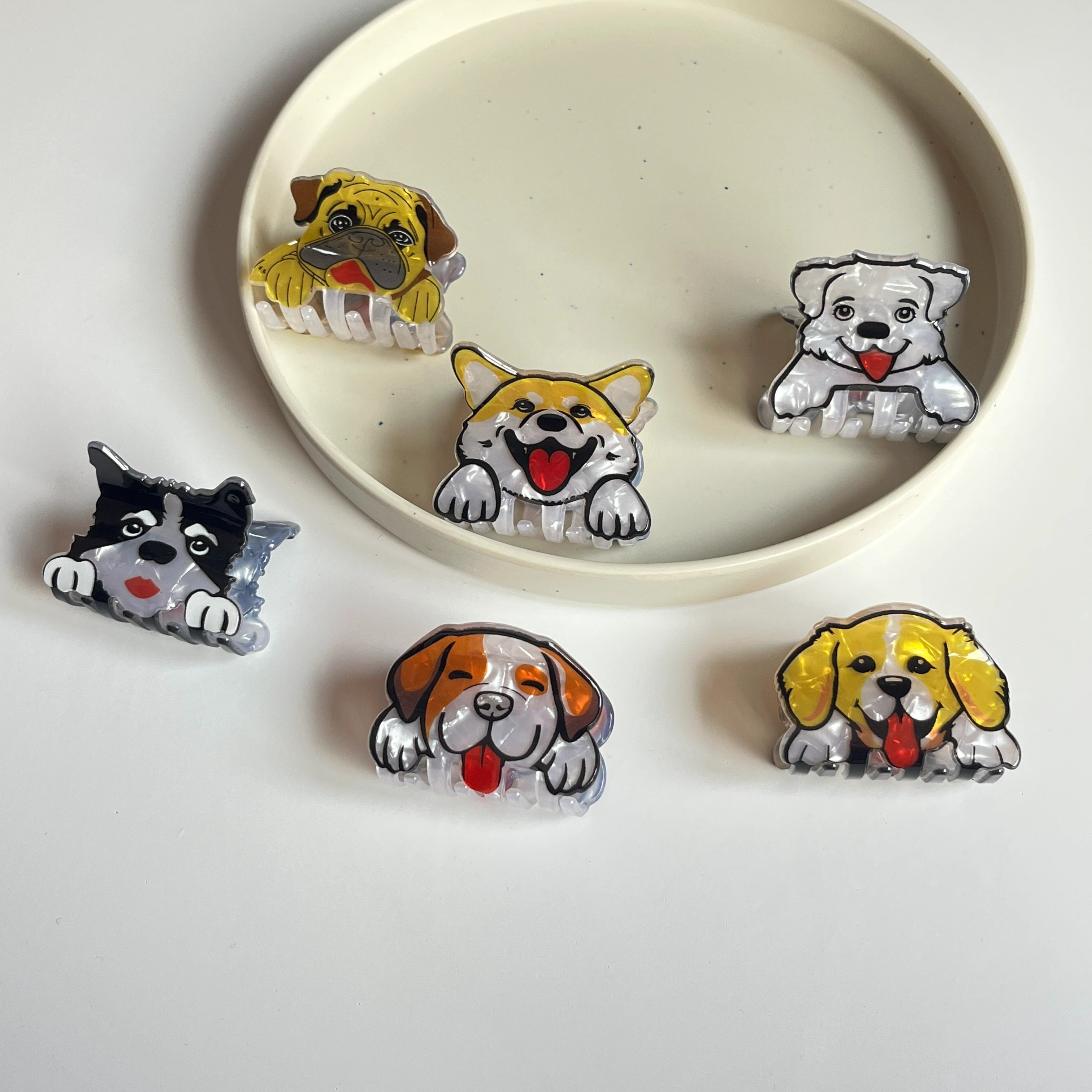 Dog Face Hair Claw – Set of 6