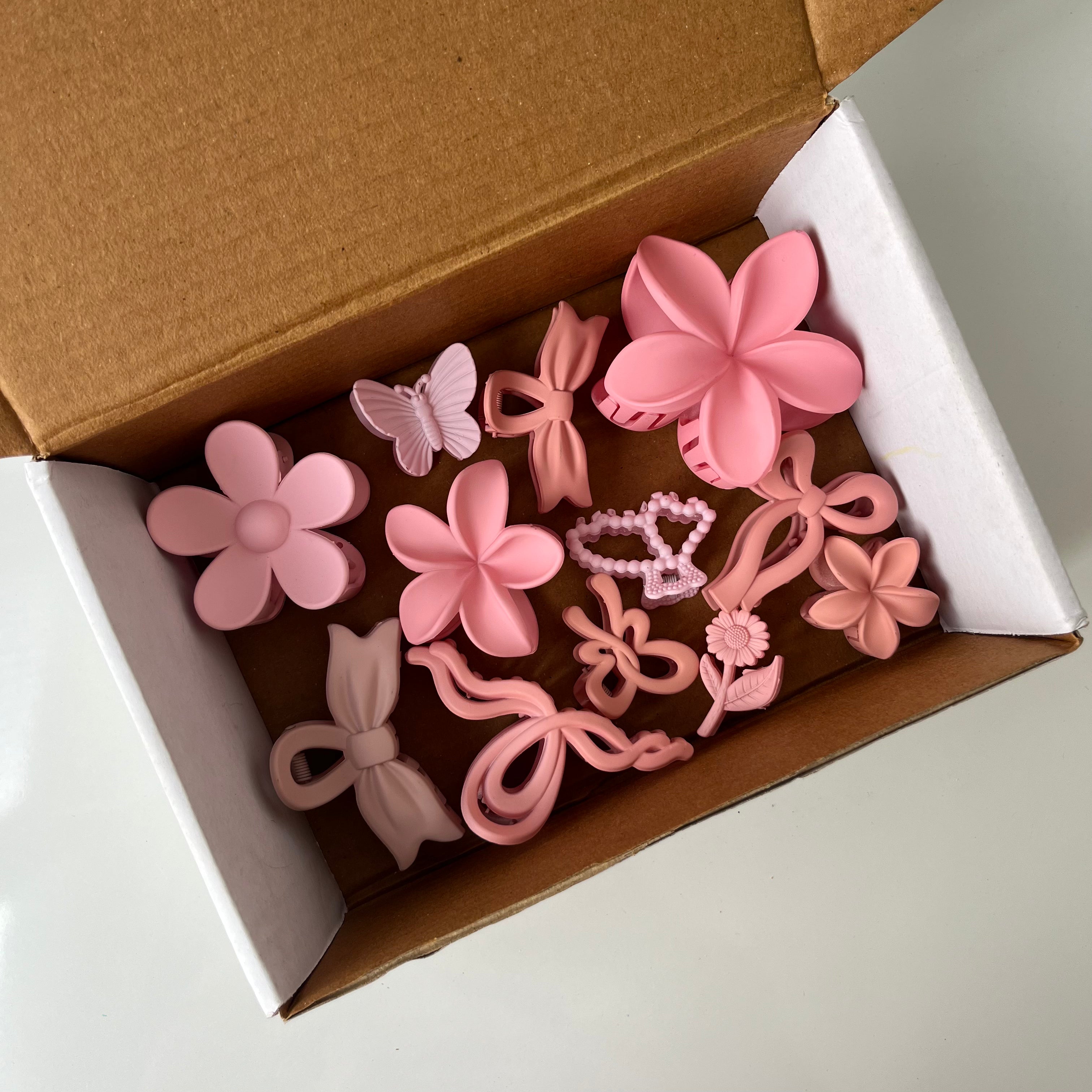 Pink Blossom – Hair Claw Combo (Set of 12)