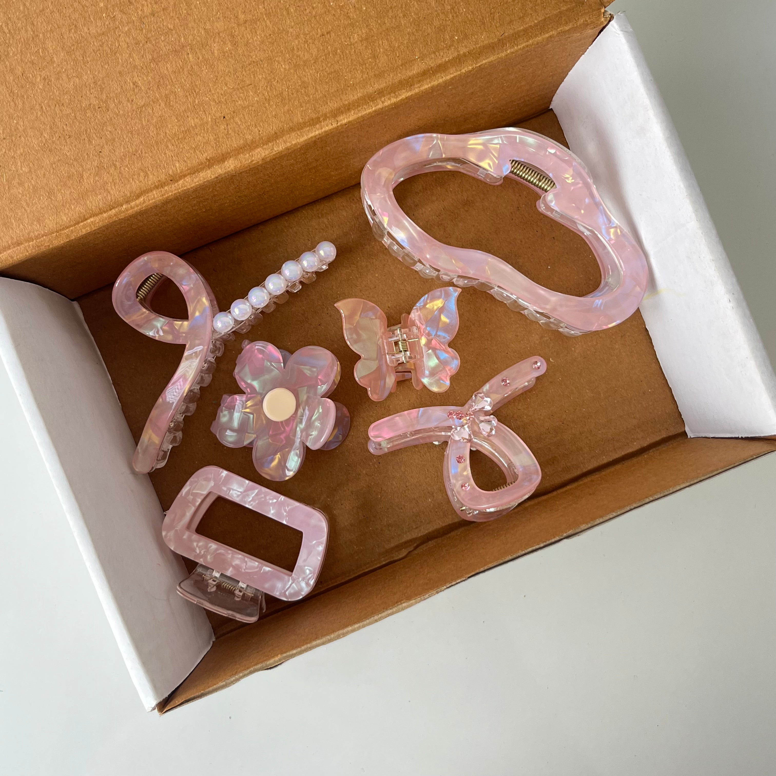 Blush Pearl – Hair Claw Combo (Set of 6)